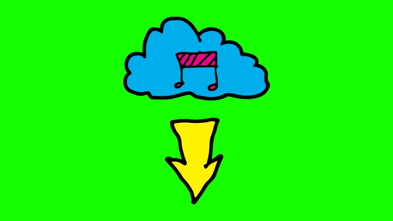 아이들은 다운로드 아이콘의 주제로 녹색 배경을 그립니다.