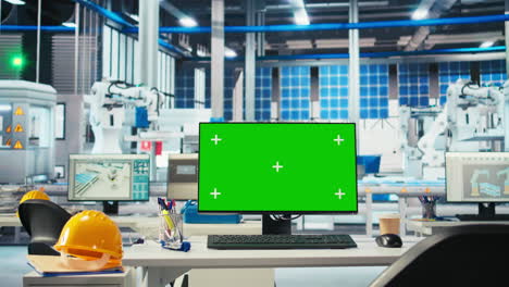 green screen computer monitor used for researching new photovoltaics materials