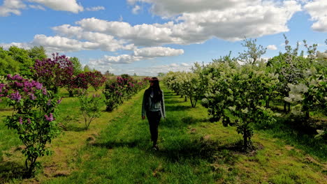 Woman-Walking-Along-Through-Vineyard-Wearing-Sunglasses