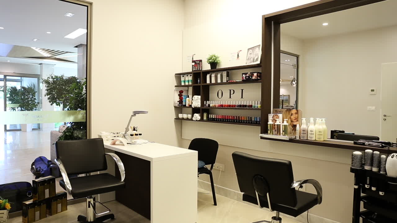 Shots of interior of beauty salon