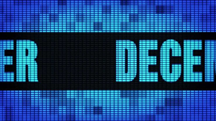 December displayed on a digital LED screen