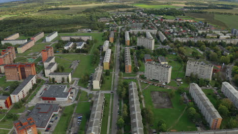 post-soviet town aerial view