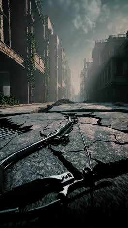 deserted city streets with a bow