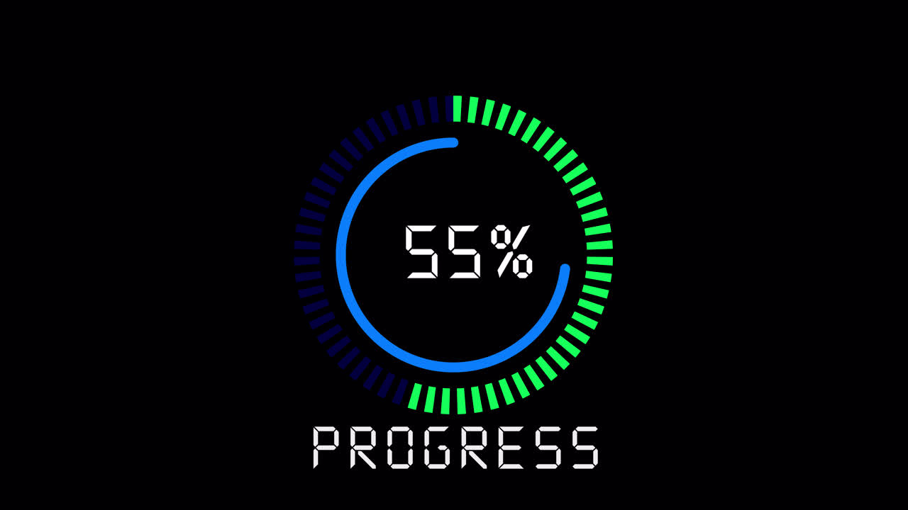 Animación de carga de barra de progreso digital con porcentaje