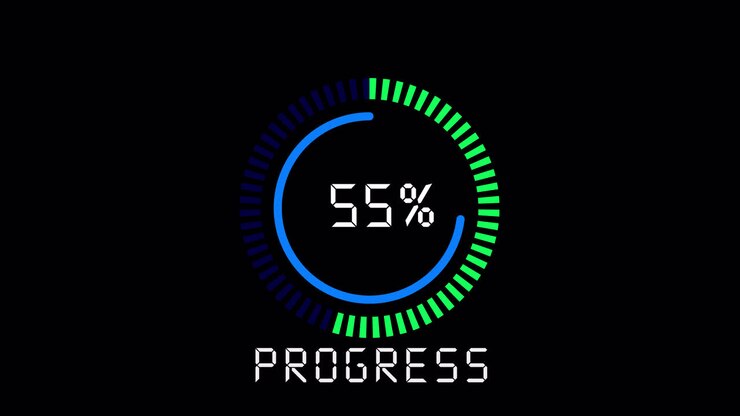 Digital Progress Bar Loading Animation with Percentage