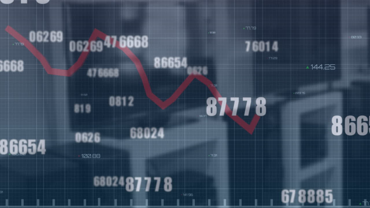 Animation of multiple changing numbers and graphs over unoccupied chair