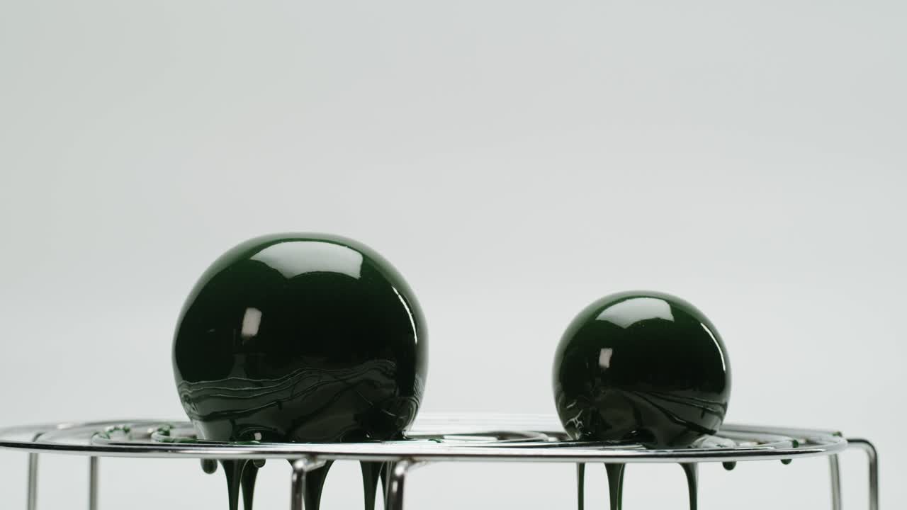 Dark Green Glazed Chocolate Spheres