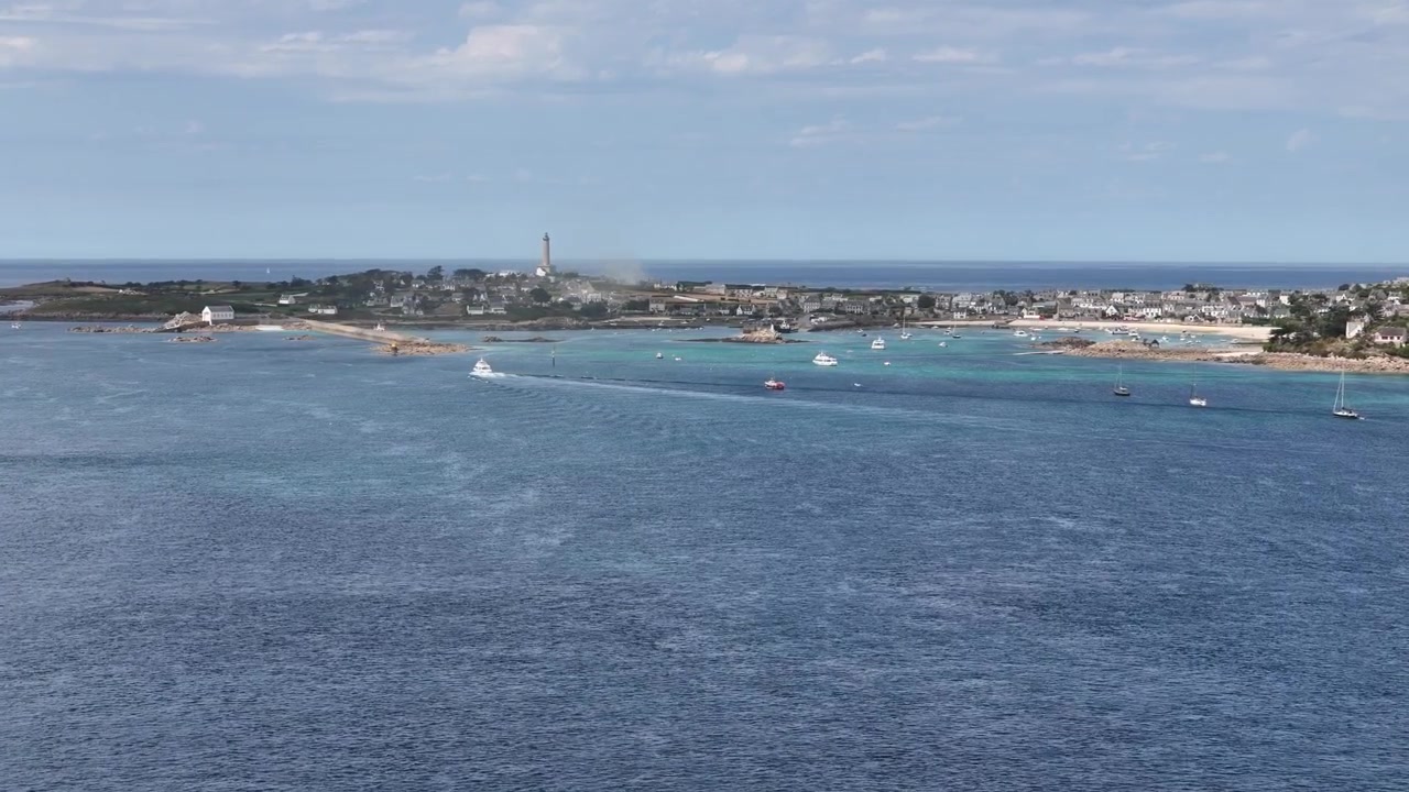 Ile de Batz, Bretagne, Frankrig, luftfoto fra drone