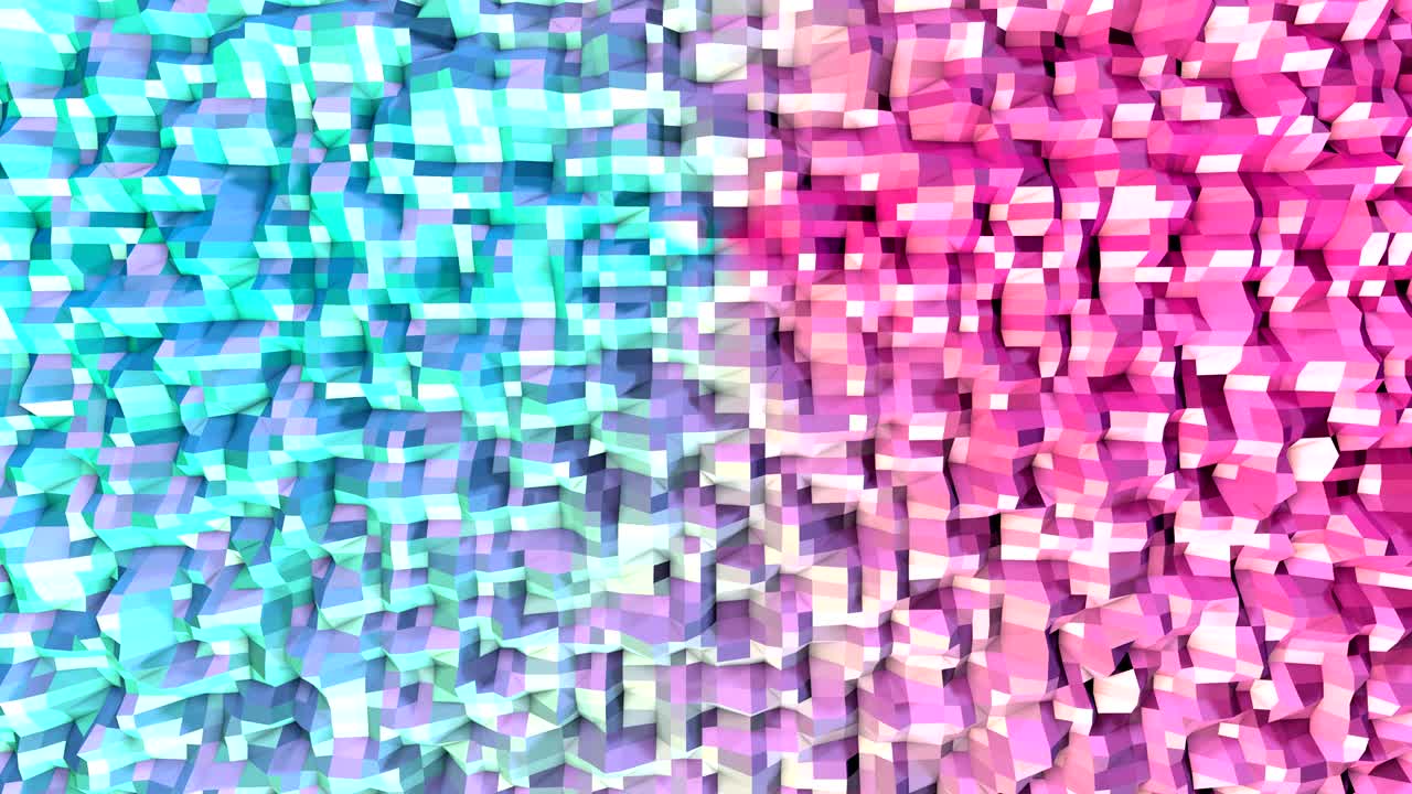 Abstract simple blue pink low poly 3D surface as corporate background. Soft geometric low poly motion background of shifting pure blue pink polygons. 4K Fullhd seamless loop background