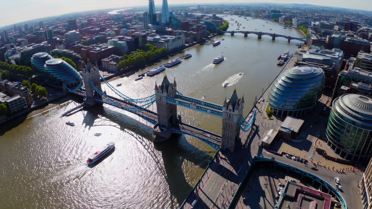 London Aerial View of Tower Bridge and Cityscape