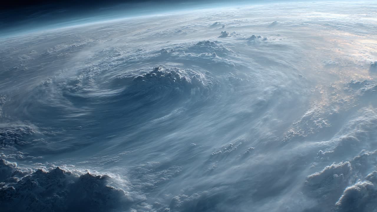 Captivating View of a Spiraling Cyclone from Above: A Stunning Observation of Nature's Power and Beauty Captured in Two Frames