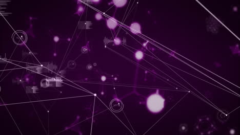animación de moléculas a través de una red de conexiones con procesamiento de datos en fondo negro
