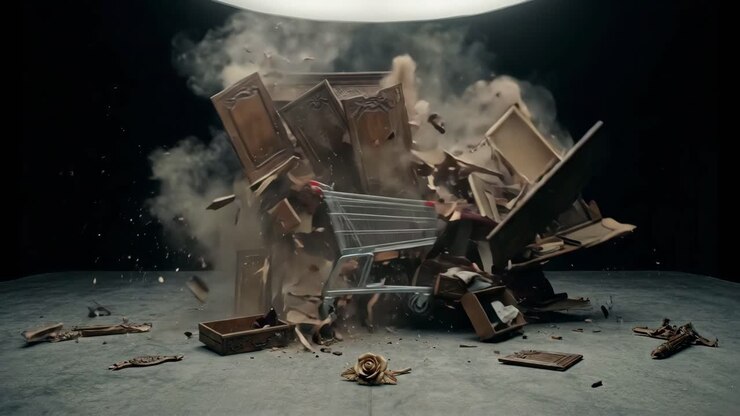 Dramatic Slow Motion Explosion of a Wooden Wardrobe