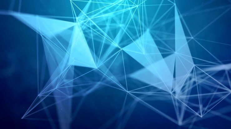 Technological connection futuristic shape, blue dot network, abstract background