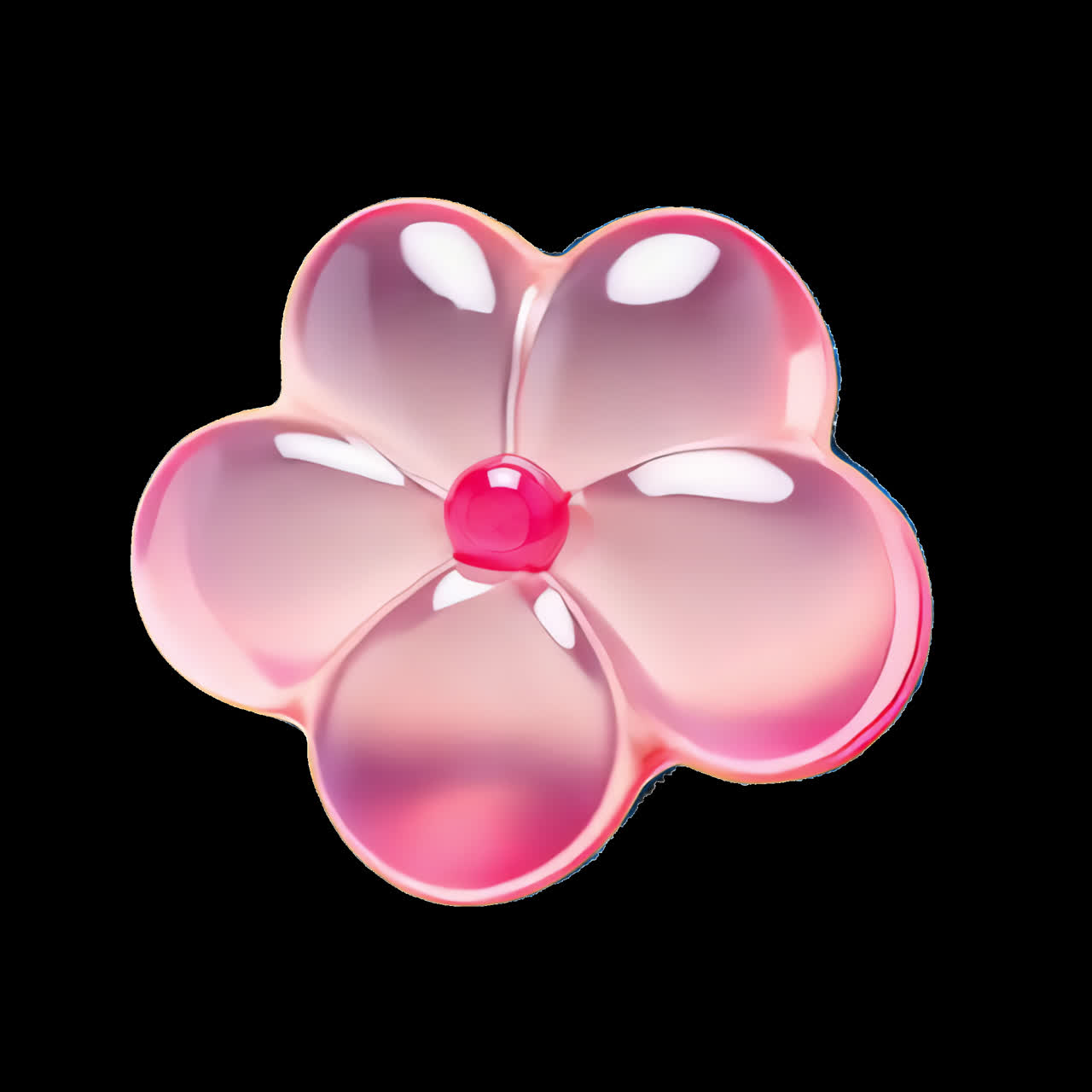Glossy pink flower accessory animation isolated asset, transparent 4K video, alpha channel, ProRes