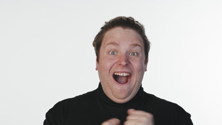 Cheerful Man on White Background