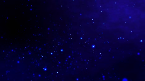 hermosas partículas de polvo brillantes azules con fondo azul oscuro en cámara lenta. animación gráfica de movimiento de las partículas dinámicas bokeh se levantan en el viento. abstracto digital cibernético y tecnología