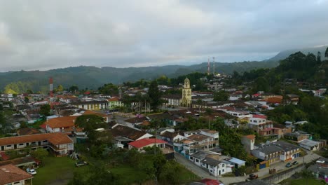 birds eye view of salento, quindío, colombia at sunrise