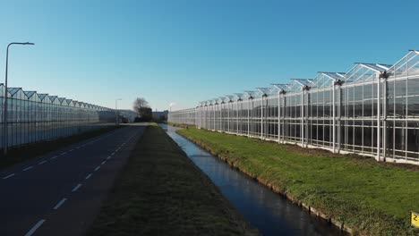 aerial view of a modern agricultural greenhouse in the netherlands