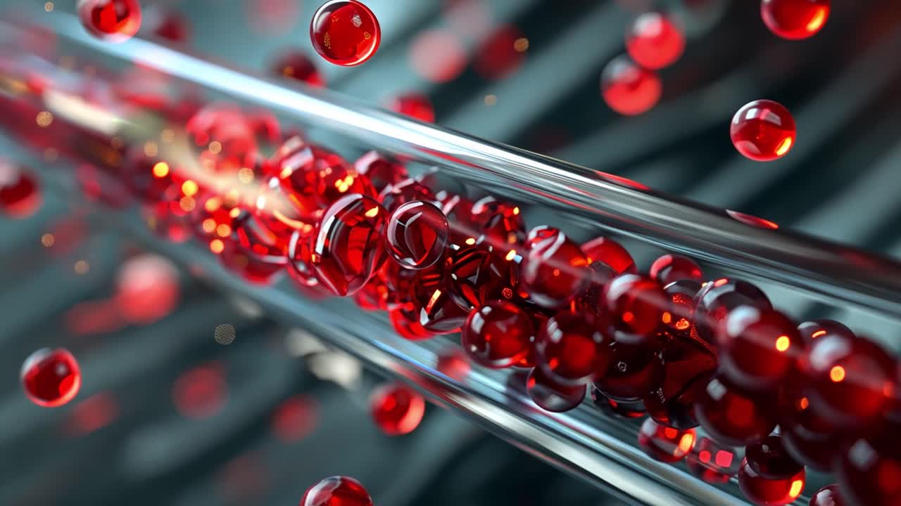 Red Blood Cells Flowing Through a Vessel