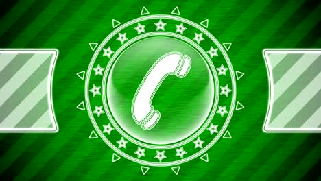 icono de llamada en forma de círculo y fondo a rayas verdes. ilustración.