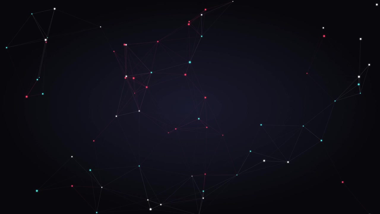 Abstract Digital Network Connection with Moving Nodes and Lines