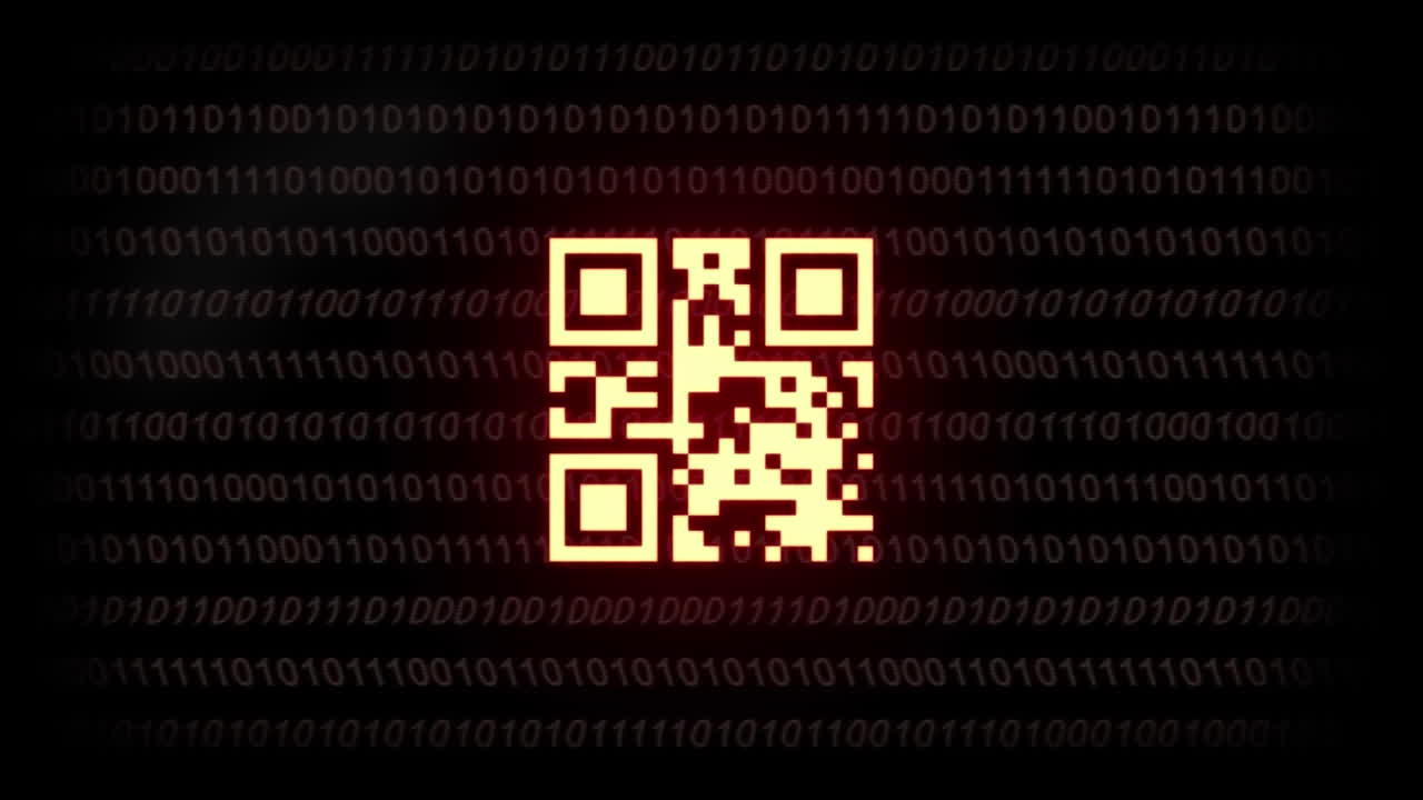 escáner de código qr contra codificación binaria en fondo negro