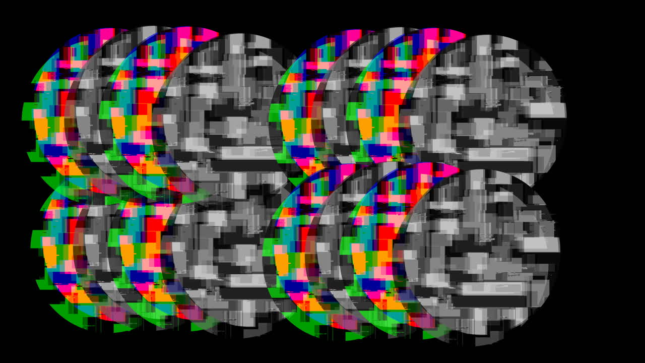 animación de círculos retro en una pantalla negra