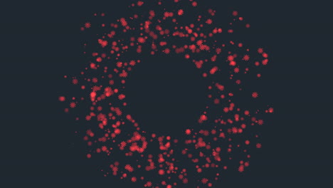 hipnotizante círculo de puntos rojos flotando en el aire sobre un fondo negro