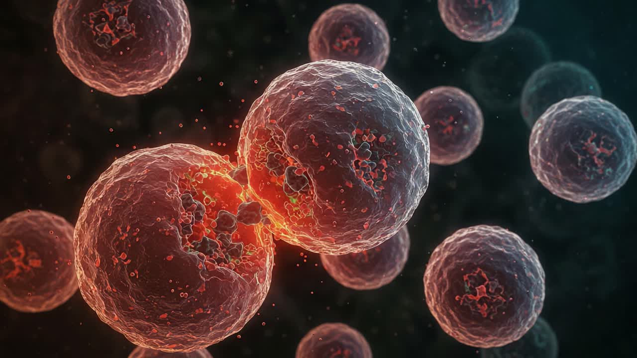 A Stunning Close-Up of Cellular Division: Witnessing the Magnificent Moment of Cells Merging and Forming New Structures in Microscopic Detail