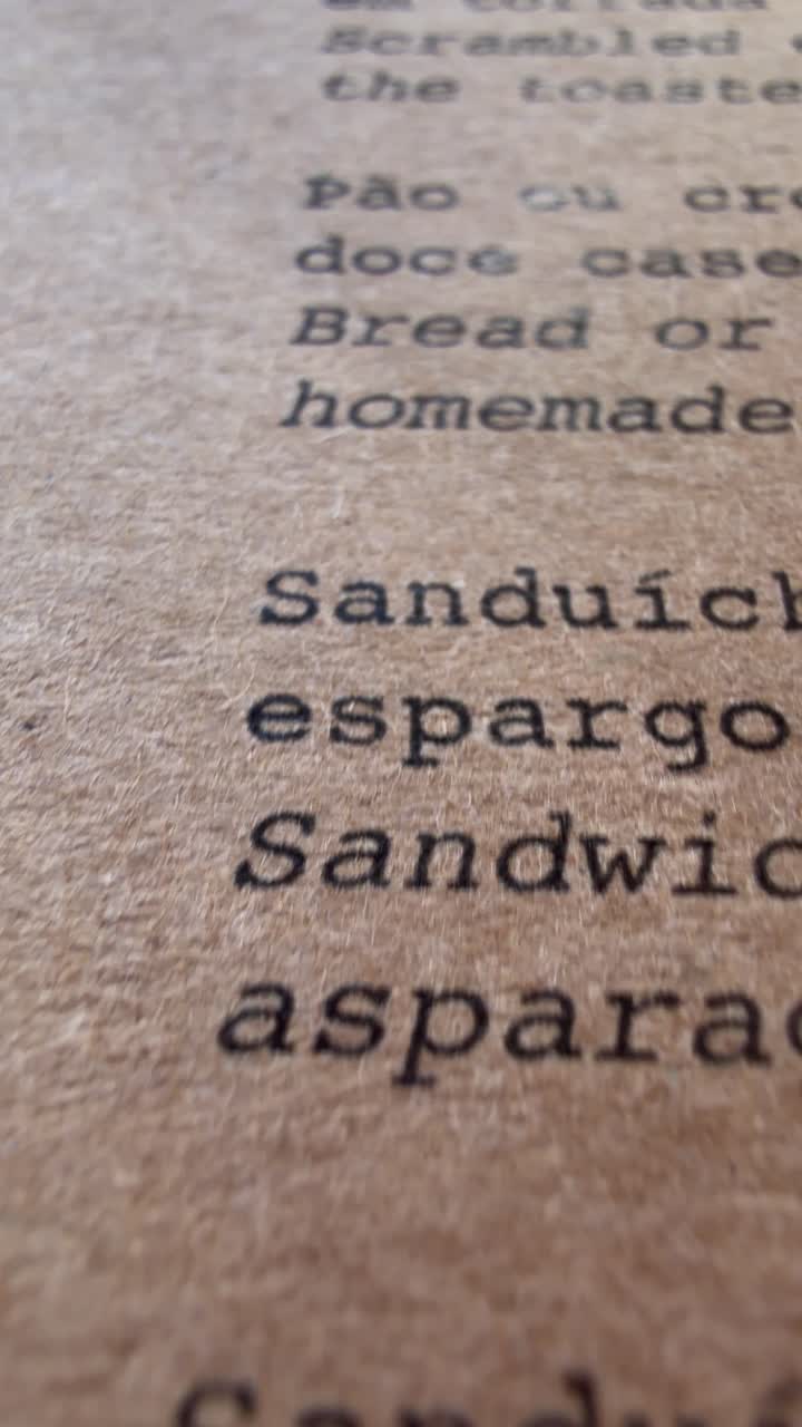 Detailed Shot of a Menu with Text on Rustic Paper