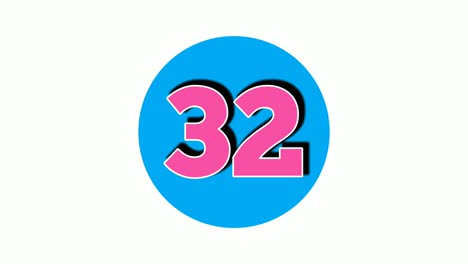 number 32 thirty two sign symbol animation motion graphics on white background,4k cartoon video number for video elements