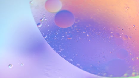 macro oil drop in water. pink, purple, pastel neon color bubbles. real holographic liquid