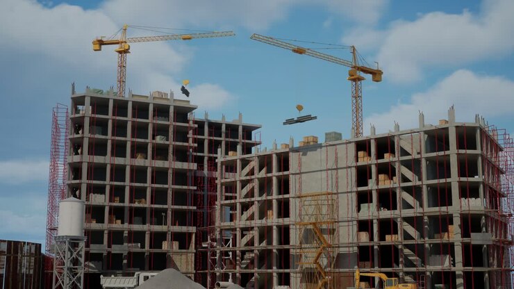 baustelle eines wolkenkratzers in bau