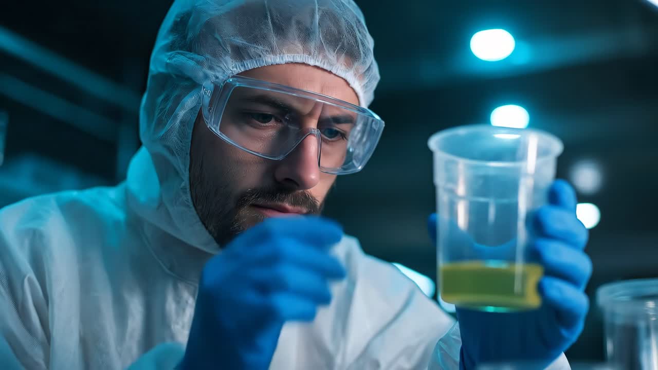 Científico analizando una muestra de líquido en laboratorio