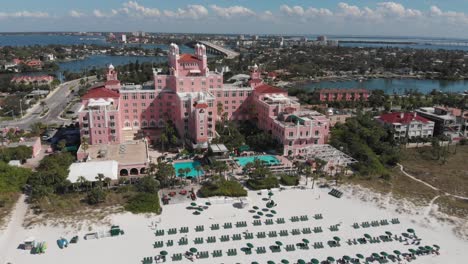 4k drone video of iconic don cesar hotel on st