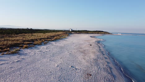 Rosignano-Solvay,-aerial-fast-view-of-Spiagge-Bianche