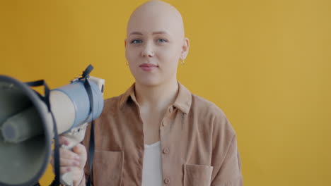 woman speaking with megaphone