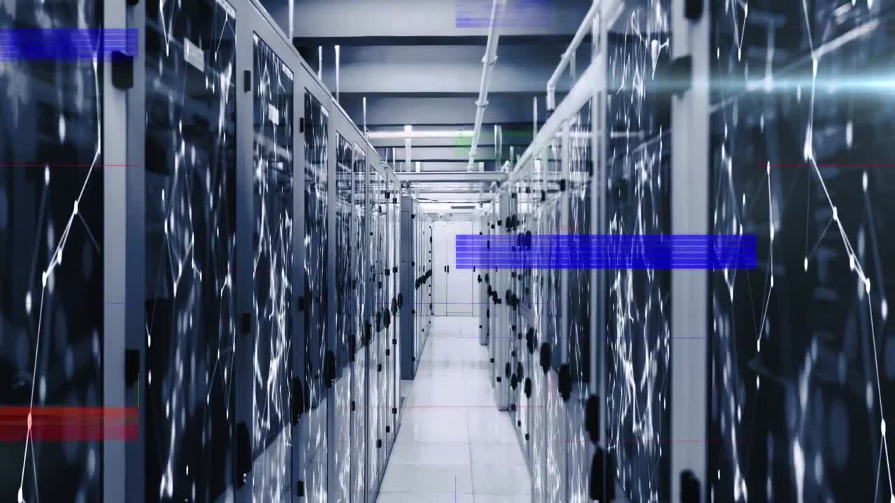 Animation of shapes and interference over server room