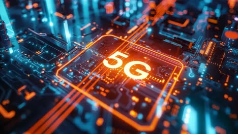 a close up of a circuit board with the word 5g on it