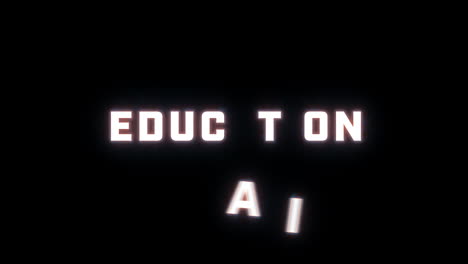 4k text reveal of the word "education" on a black background