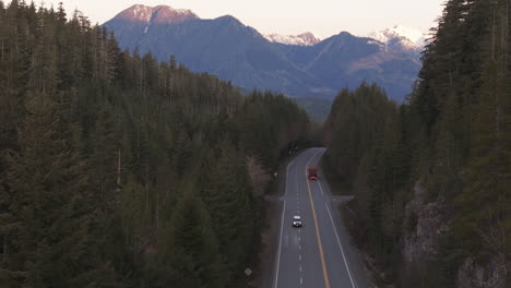 traveling highway 19 on vancouver island : the beauty of nimpkish's peaks and forests