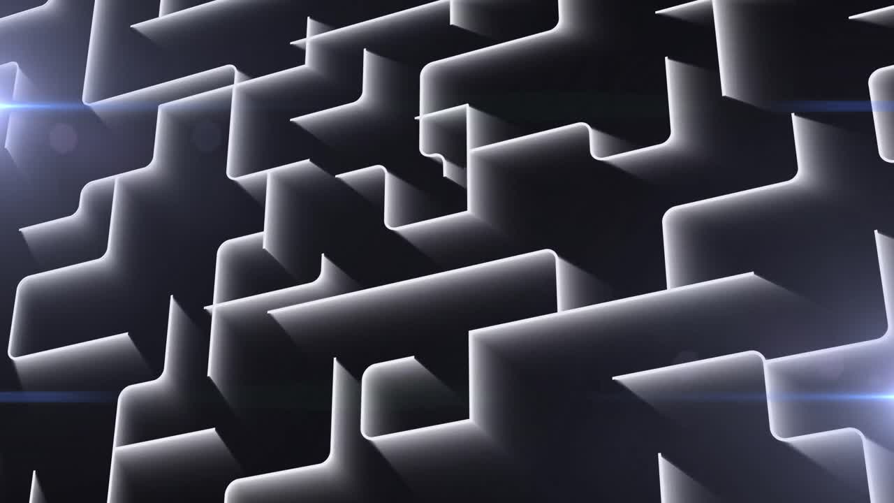 animación de una red brillante de líneas de laberinto blanco