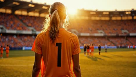 female soccer goalkeeper on the field