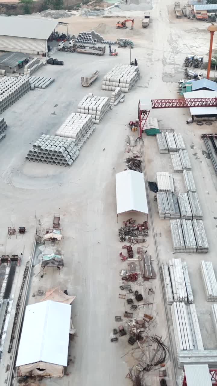 Industrial Area with Concrete Pipe Manufacturing