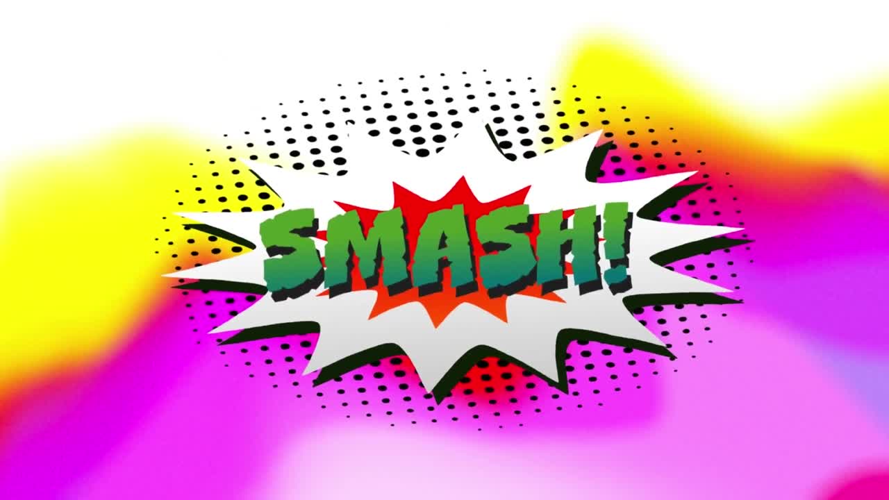 animación de 5 textos de opciones cómicas en diferentes fondos