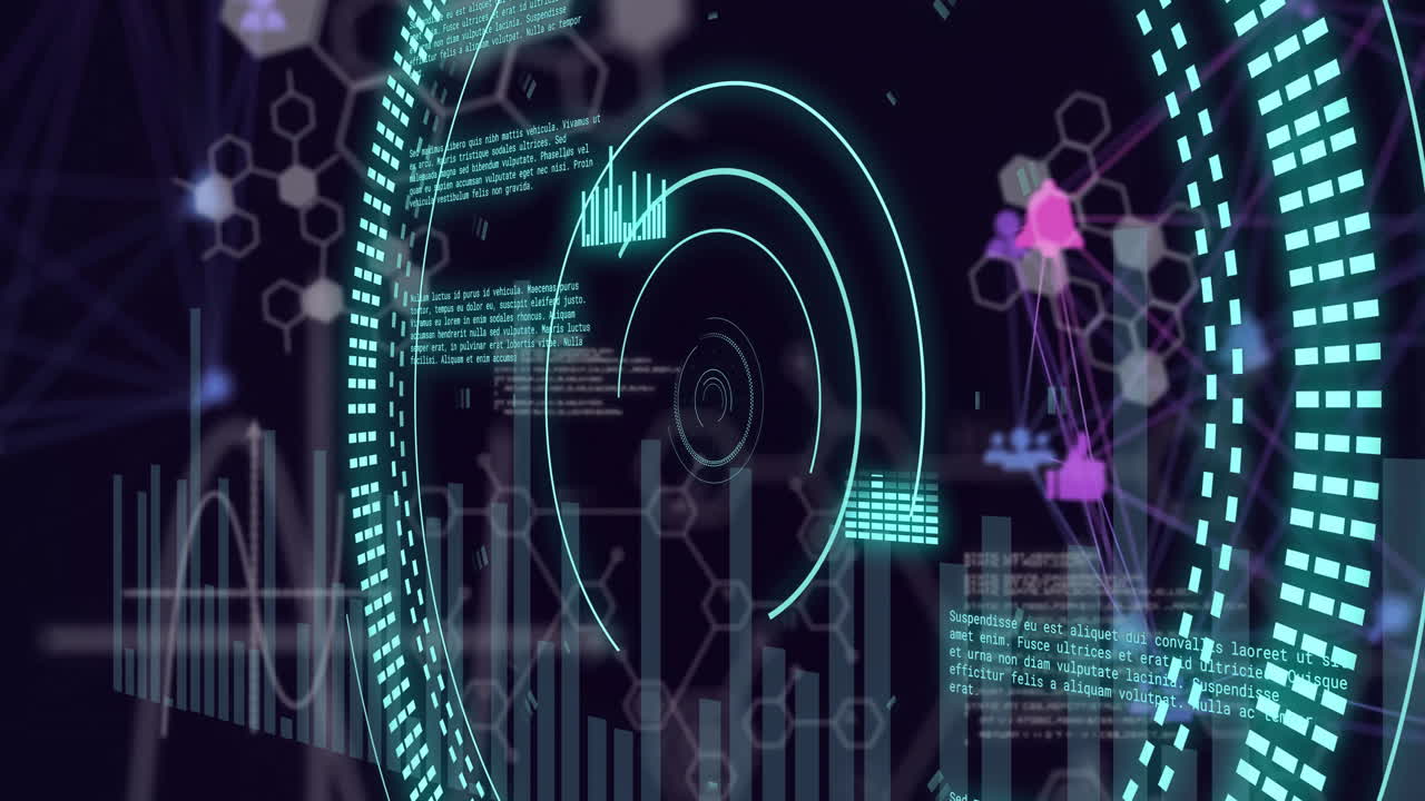 animación del procesamiento de datos científicos a través de una red de conexiones