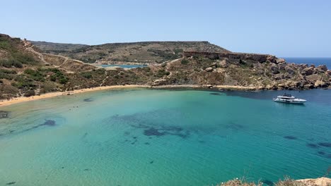 beautiful beach and lagoon in malta, with turquoise mediterranean sea