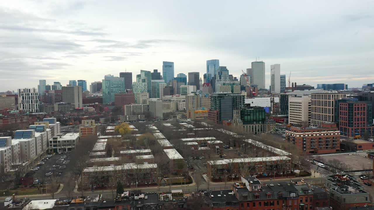 매사추세츠 주 보스턴 에서 촬영 된 도시 스카이라인 에어리얼