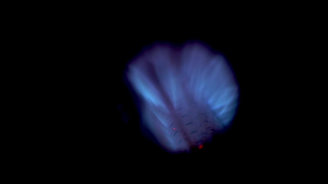 The gas boiler is fading. Blue fire close up